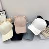 Spring Summer Cotton Baseball Cap With Large Bowknot And Wide Brim Sunshade For Women