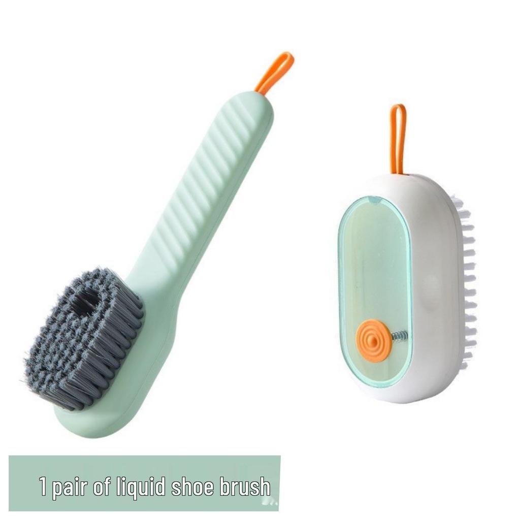 Long-Handled Multifunctional Soft Bristle Shoe Brush – Color-Blocking Laundry Brush, Gentle On Shoes, with Liquid-Adding Feature.