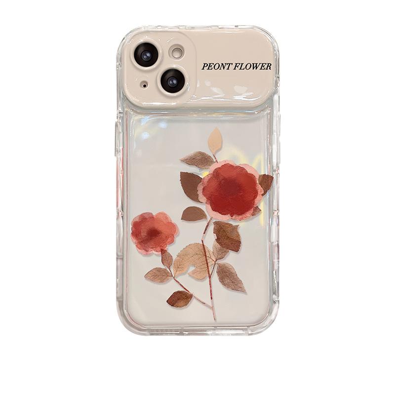 

Акварельный цветок подходит для прозрачного чехла для телефона Apple 16pro 15, откидное зеркало 14, тонкопористый силикон 13, весна/лето 12/11 iPhone 16