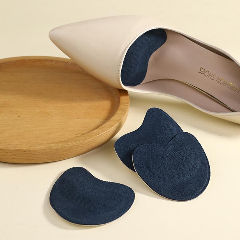 4pcs Sandals Anti-slip Forefoot Pads Stickers Thickened Suede Forefoot Half Inserts High Heel Pain Relief Toe Cushion Foot Care