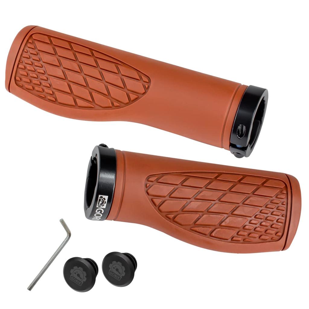 GORIX Bicycle Short and Long Handlebar Bicycle Short Grips for Cross Mini and More 128mm Grips, Brown, (GX-AGOO) Grips, Bikes, MTBs, Velos, (Brown, +