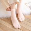 3 Pairs Woman Girl Winter Tabi Socks Short Tube Warm Two Toed Sock Thick Soft Cozy Plush Solid Color Split Toe Bed Sleep Socks