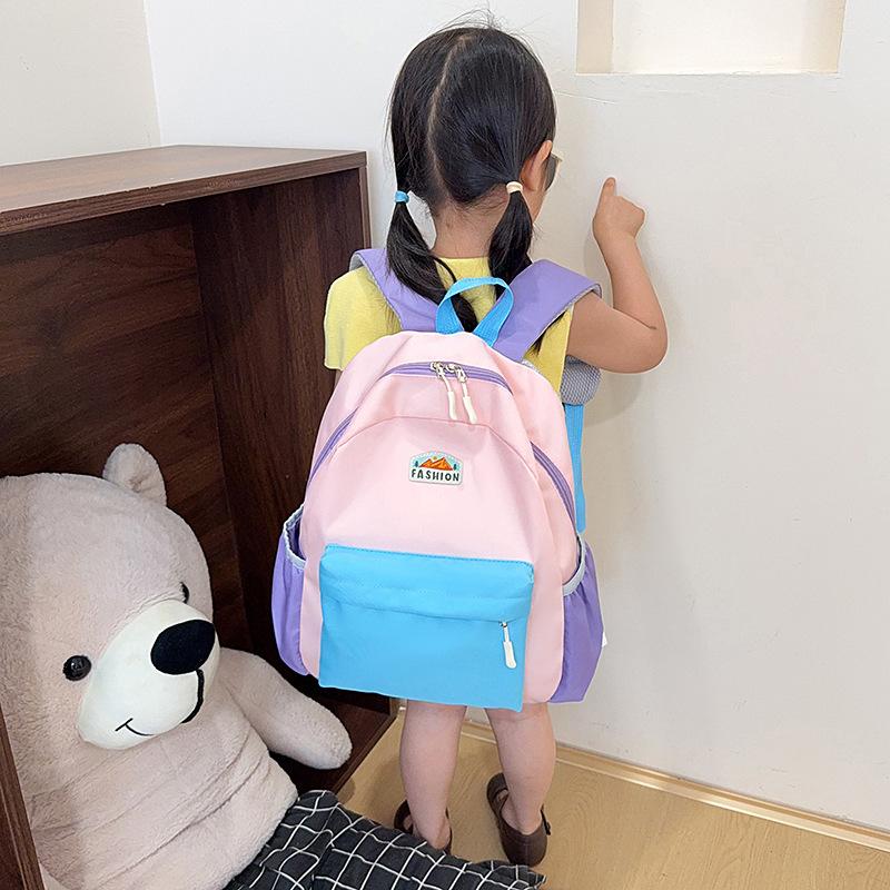 Schoolbag new children's high-value contrasting color foreign style schoolbag kindergarten trend lightweight leisure outdoor waterproof backpack