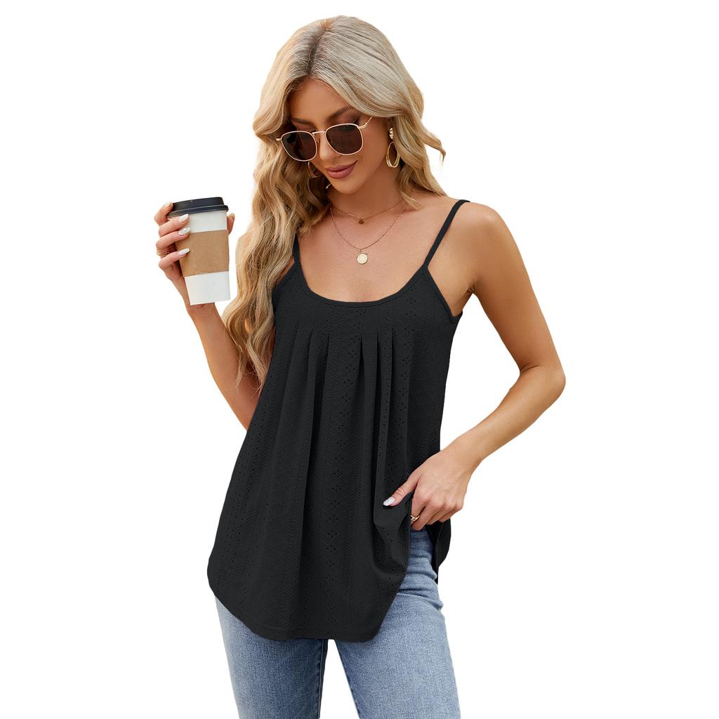 Spring and Summer Women's Tank Top T-shirt Sleeveless Camisole Hollow U Neck Vest