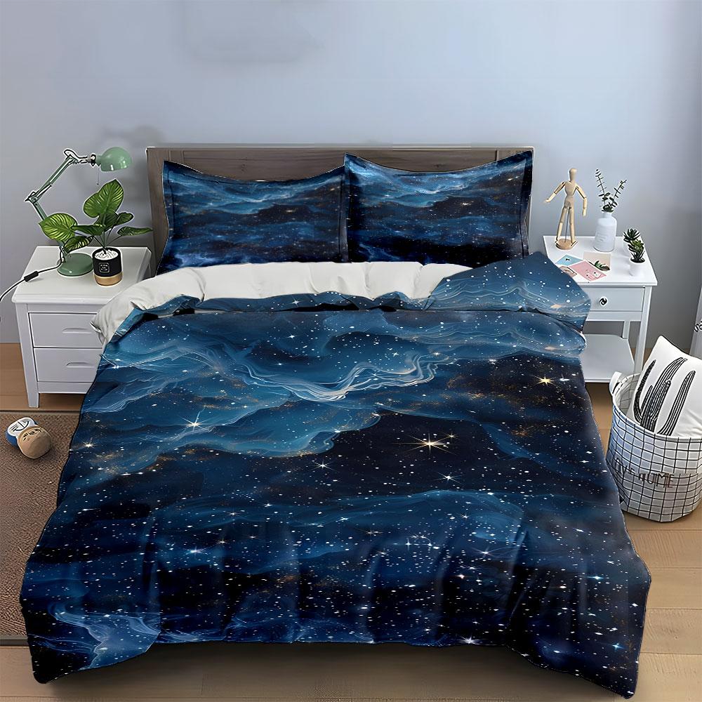 Blue Galaxy with Stars. Bedding Sets Duvet Cover Sets Duvet Covers Pillowcases(1*Duvet Cover 2*Pillowcases Without Duvet Insert)