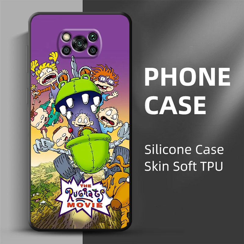 Cartoon-Rugrat Anime Handyhülle für Poco X4 M3 F1 X3 NFC M4 5G F4 C40 X3 Pro F3 GT M3 Pro X3 GT Schwarz Weiche Hülle Luxus Funda