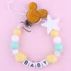 Newest Custom Personalized Name Pacifier Clips Handmade Beech Chains Silicone Beads Holder Soother Baby Teething Toys Chew  Gift