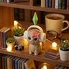 3D Printed Cat Figurine With Headphones & Plumbob Decor-Cute Geometric Kitten Statue,Home Desk Decor,Kawaii Room Accents Gift