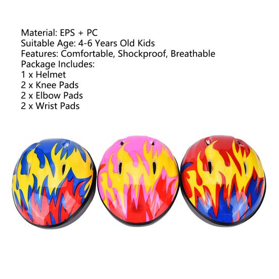 7Pcs/Set Children Helmet Breathable Shockproof EPS Knee Elbow Wrist Pads Circling Helmet for Beginners
