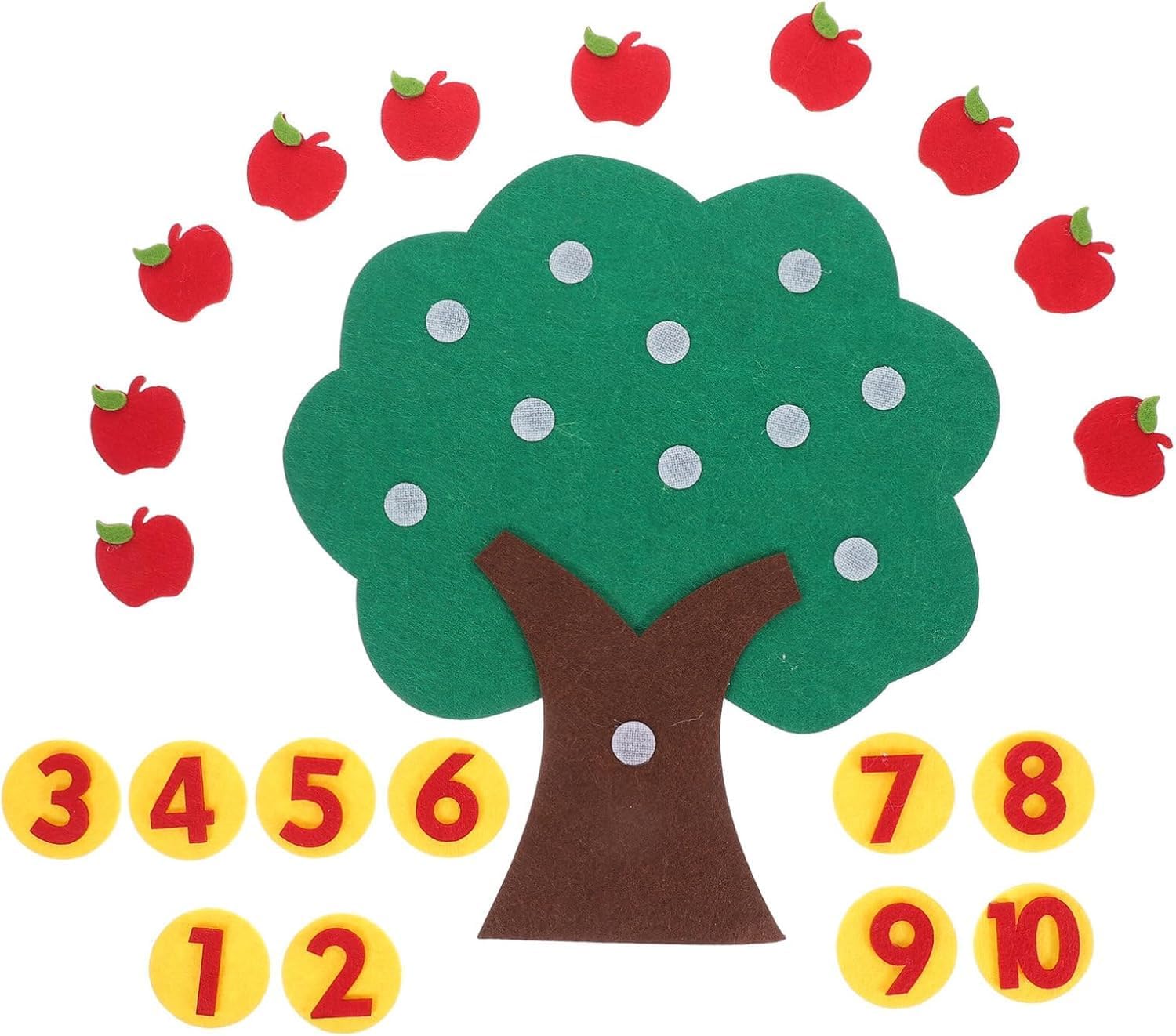 Numbers Felt Tree Board Addition Subtraction Math Games Numbers Counting Toy Apple Tree Number Match Game for Preschool Learning