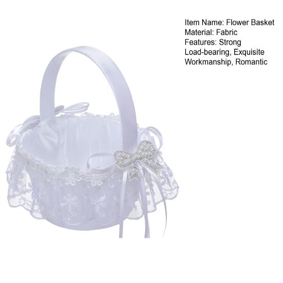 Leichter Blumenkorb, romantischer Roman, weiß, für Hochzeit, Party, Mädchen mit Spitzendekor