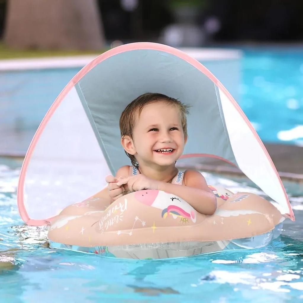 Baby Swimming Float with Canopy Inflatable Infant Ring Kids Pool Accessories Circle Bathing Summer Toys