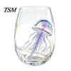 Elegant Seaside Drinking Glass Octopus Tumbler, 350ml Stemless Wine Glass, Whale Dolphin Turtle Nautical Home Decor Sea Creature Cup, Handcrafted