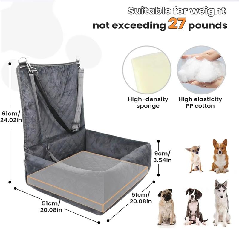Pet Seat With 2 Side Pockets Automotive Cushion For Vehicles For Pet Car Seat Puppy RV SUV Truck Front And Backseat Travel
