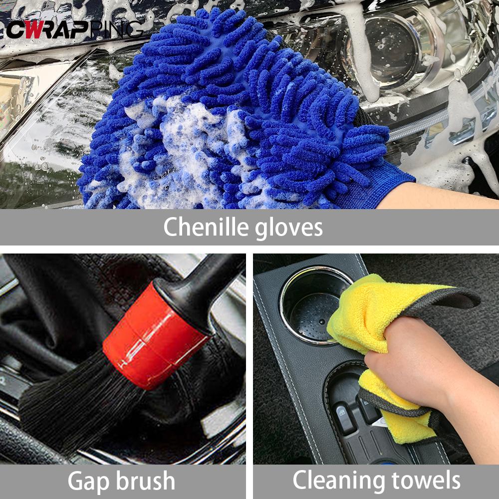 14PCS Car Detail Brush Set Car Plishing Sponge [Ad Set Ultra Clear Water Absorbing Towel Non Gair Shedding Gloves Waxing