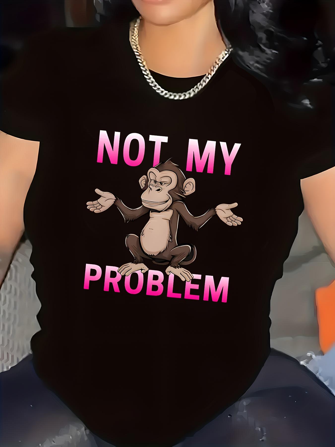 

Plus Size, Women s Plus Size Funny Monkey Print T-Shirt, Round Neck Top, Machine Washable S разноцветный