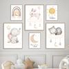 Boho Elefant Kaninchen Katze Regenbogen Mond Wolken Sonne Kinderzimmer Poster Nordic Wand Kunstdruck Leinwand Malerei Bilder Baby Room Decor