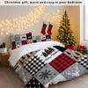 3pcs Checkered Christmas Print Coreless Bedding Set Dormitories Bedrooms Soft and Comfortable Multiple Sizes Machine Washable