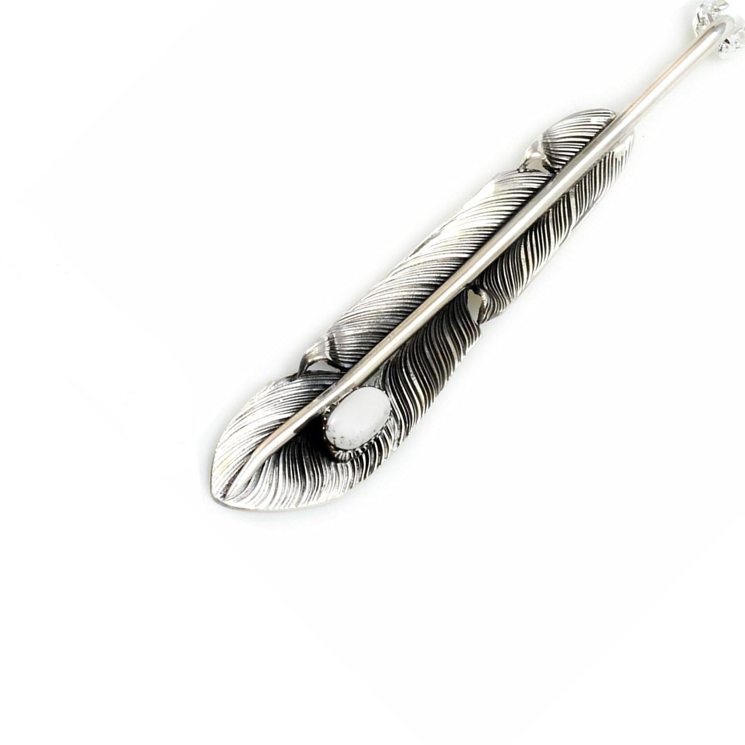 [STERLING SILVER 925] Feather Silver Necklace Pendant Chain AMTHANE-002