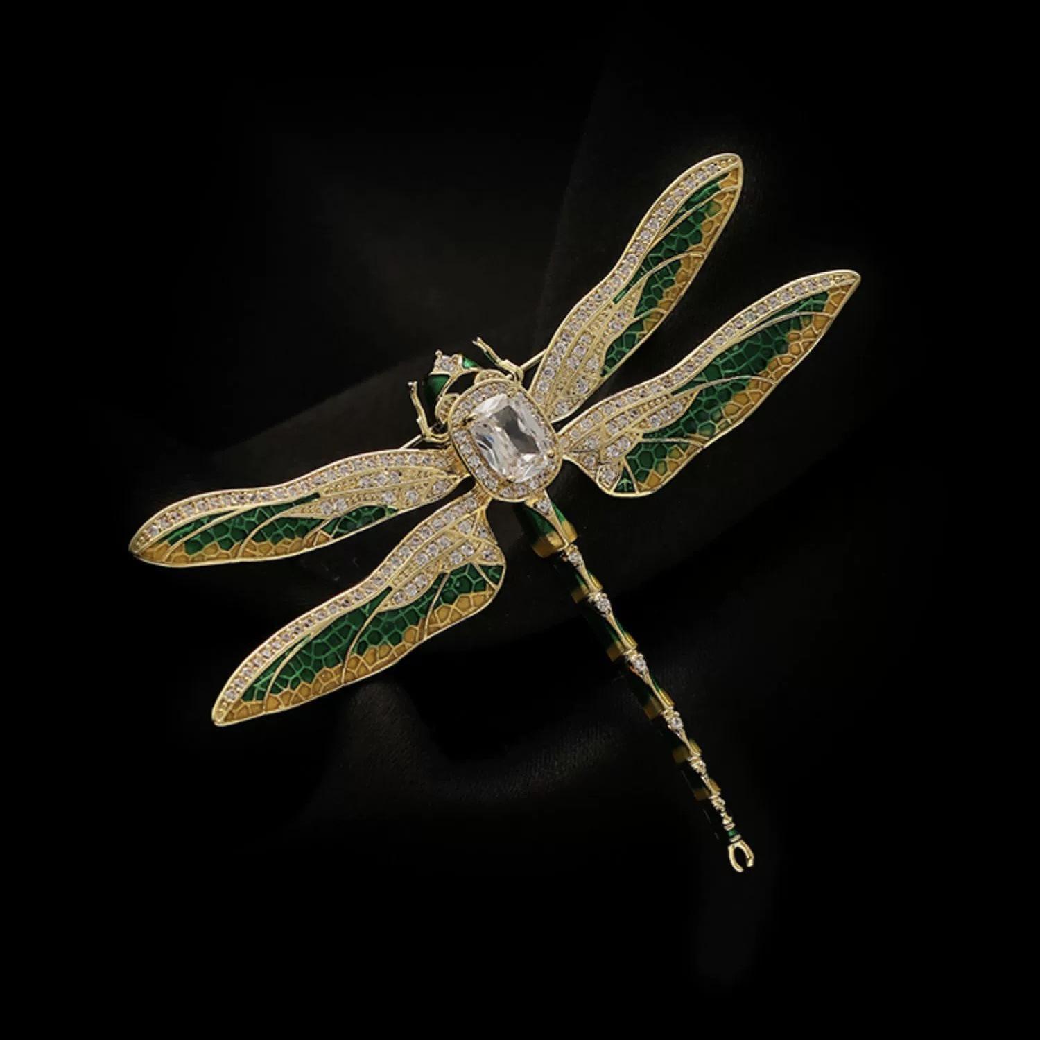 Bo Xin Yun Dragonfly Rhinestone Brooch: Stylish European  American Oil Painting-Inspired Corsage Gift Pin