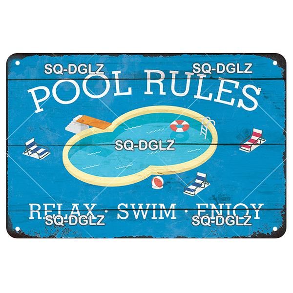 [SQ-DGLZ] Welcome Swim Pool Rules Metal Sign Vintage Plaque Tin Sign Plate Wall Decor For Bar Club Man Cave Art Painting Poster