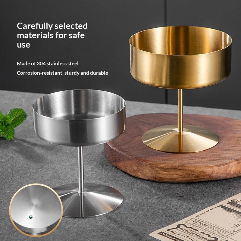 Edelstahl Dessertbecher Puddingbecher Luxus Eisbecher Hoher Fuß Joghurt Dessertbecher Servierteller Obstschale Kuchenplatte