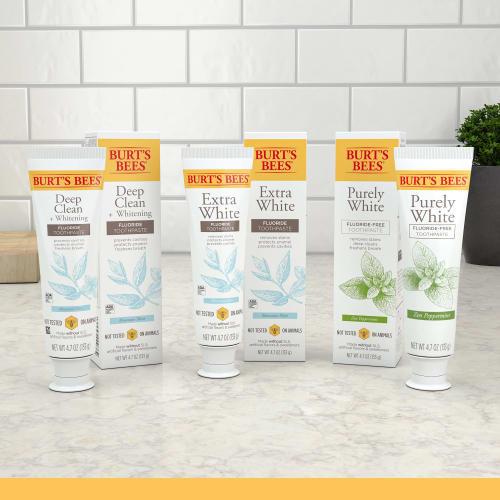 Burt's Bees Toothpaste, Fluoride Free, Purely White, Zen Peppermint, 4.7oz, 3-Pack