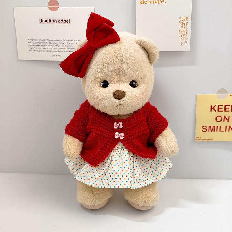 Medium Bear Outfit - Blue Pink Striped Carrot Overalls Set