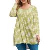 Women's plus size top, garden collar long sleeved shirt, fashionable floral print casual top