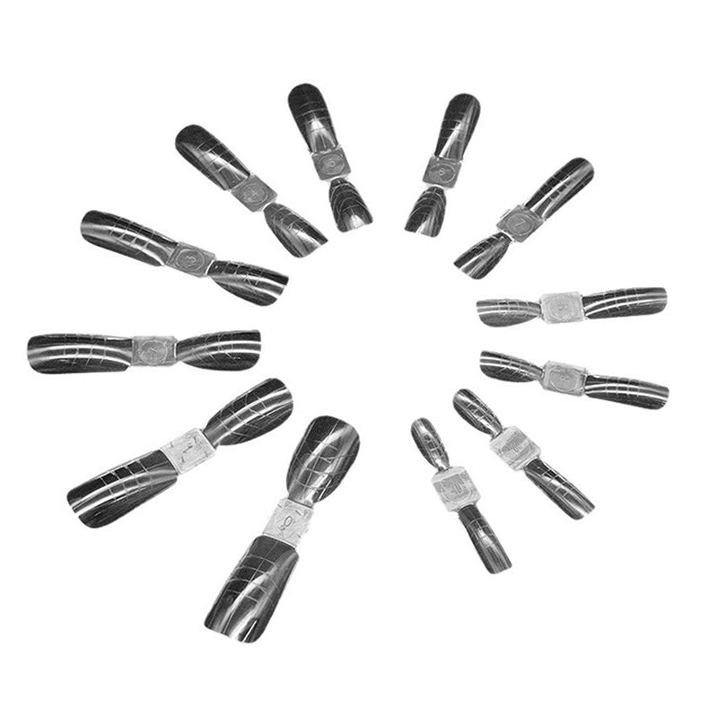 Double Ended Nail Dual Forms 240Pcs/Box Reusable Square Coffin Extension Molds Gel Builder Tips Professional Salon Nail Art