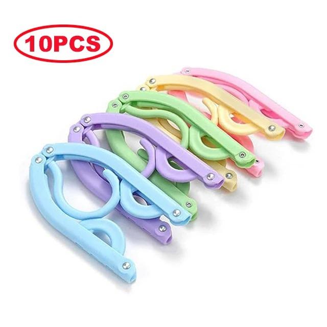 BUYYES 5/10pcs Portable Folding Hanger Plastic Clotheslinger Travel Space Saving Multifunctional Hanger for Suitcase Backpack