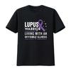 Womens Lupus Awareness Month Support Love Purple Ribbon T Shirt Black Vintage Washed Versatile Top For Everyday Wear Unisex