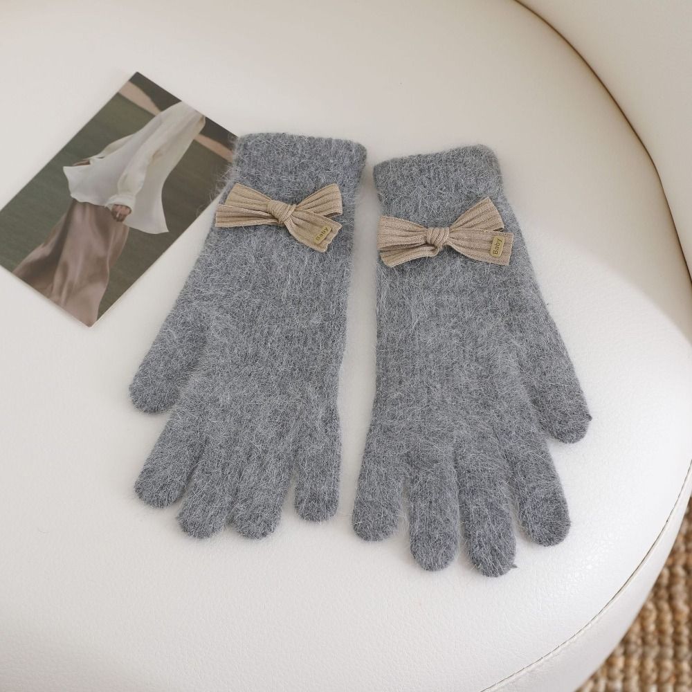 Verdickte Plüschhandschuhe Kaninchenhaar Baumwollfäustlinge Niedliche Vollfingerhandschuhe Frauen