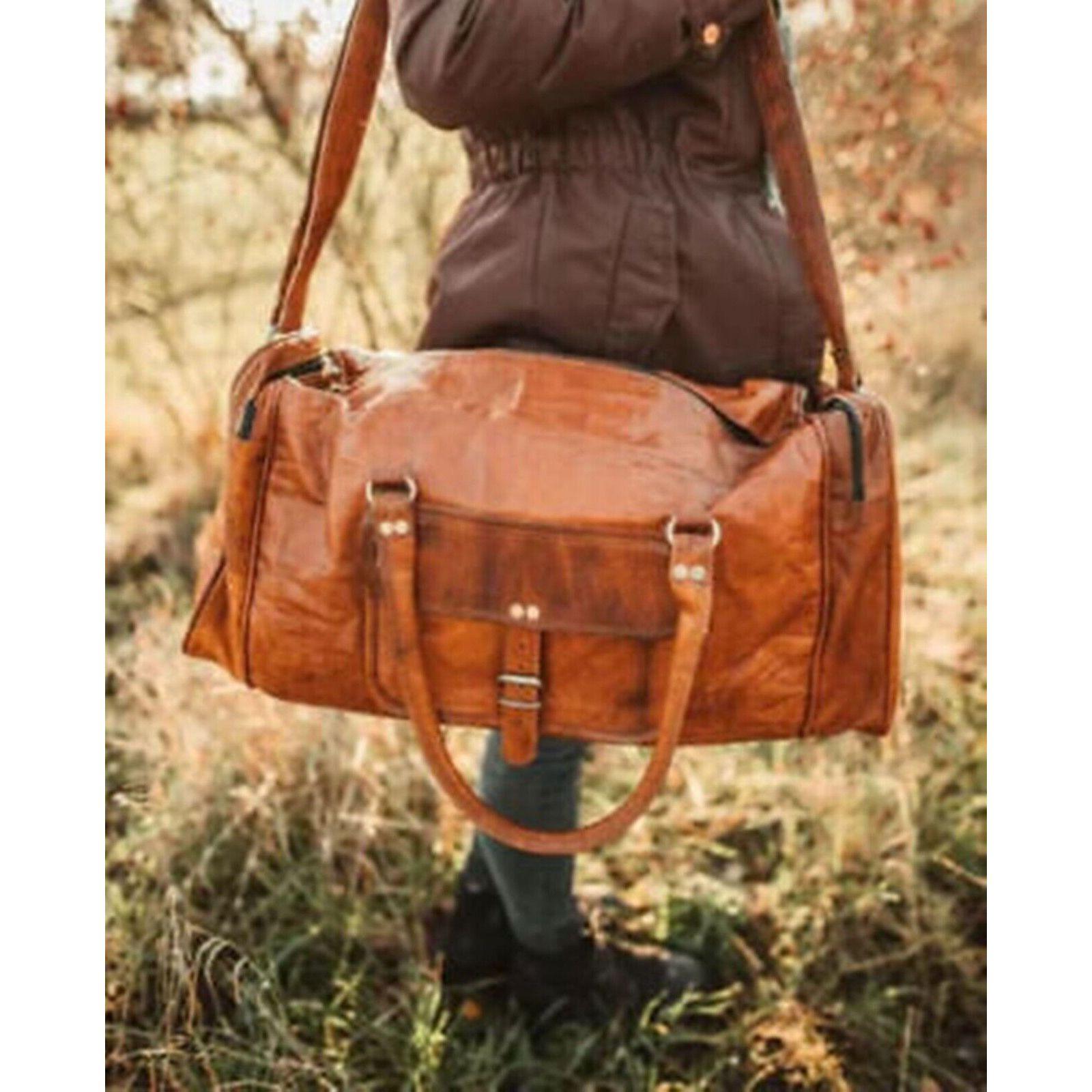 Sac à bagages en cuir de chèvre voyage gym vintage véritable