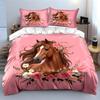 Elegant Horse With Floral Decor Exquisite Three-Piece Bedding Set Gift For Kids And Adults