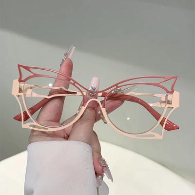 Okulary w kształcie motyla Damskie Modne Puste Oprawki Blokujące Niebieskie Światło Modne Stylowe Okulary