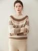 Women's Fair Isle Jacquard Cashmere Sweater - Round Neck, Soft Knit Retro Fashion
