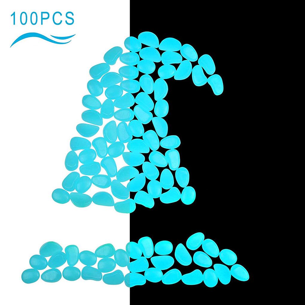100pcs Small Stones Fish Tank Glowing Pebble Stones Aquarium Flower Pot Decorative Artificial Plastic Pebbles Home Decoration