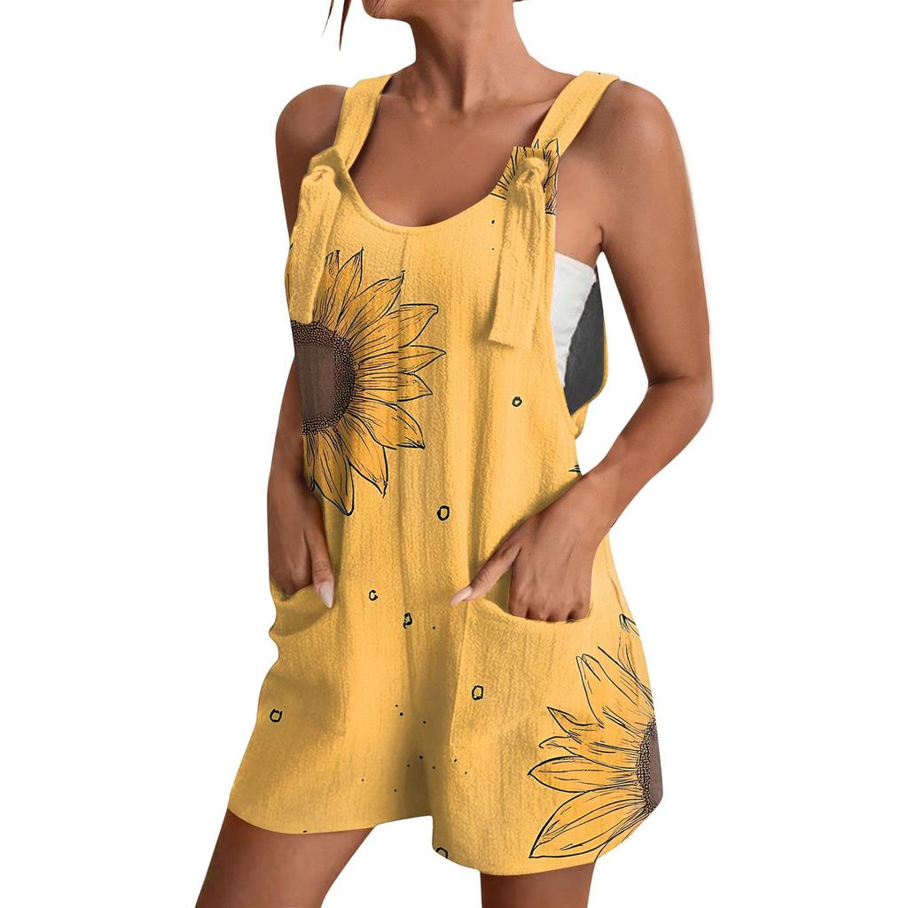 Women's Fashion Floral Print Jumpsuit Casual Jumpsuit Shorts