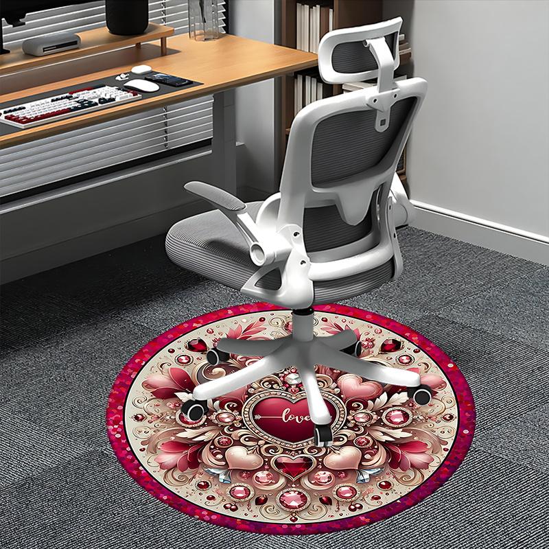 

Love Heart Chair Mat Round Carpet for Home Decor, Office Use, Bedroom & Living Room Gift0221b 80cm by 80cm