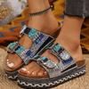 Hot-selling Muffin Thick-bottomed Cool Slippers Women's Summer New Belt Buckle Rhinestone Slippers