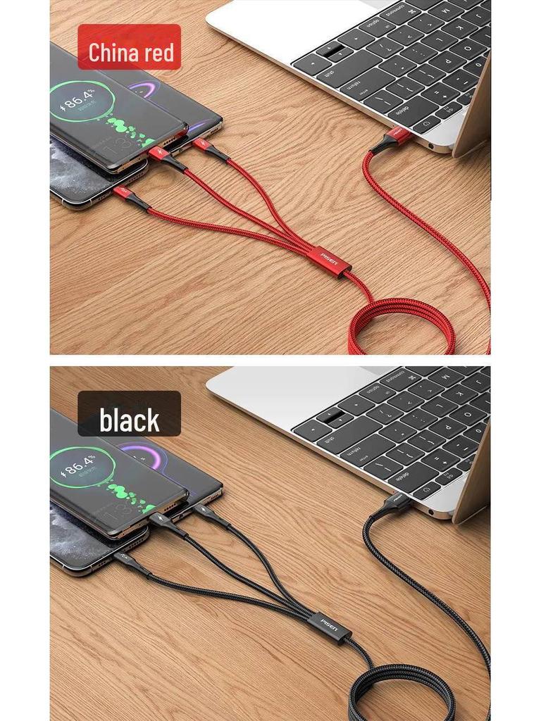 PISEN 3-in-1 Braided Fast Charging Cable for Apple and Huawei Devices