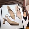 Baotou Sandals New Retro Pointed Thick Heel High Heels Women's Professional Work Single Shoes