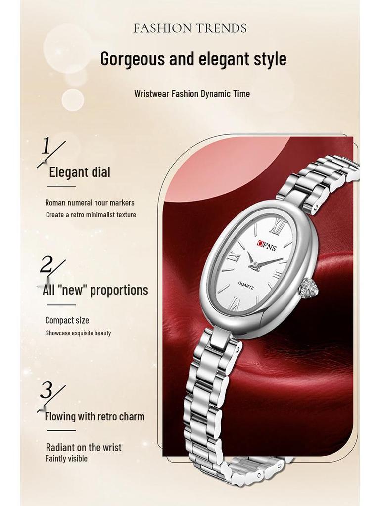 OFNS Women's Vintage Oval Waterproof Quartz Watch - French Minimalist Fashion Hot Seller