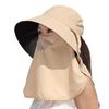 New Anti-UV Fisherman Hat Adjustable Wide Brim Sun Hat 50+UPF Protection with Face Mask Neck Shawl Safari Cap Women