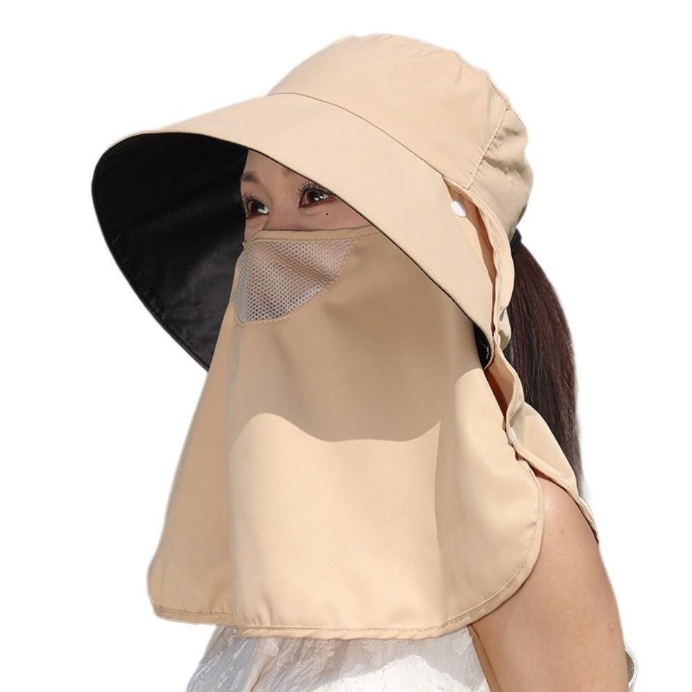 New Anti-UV Fisherman Hat Adjustable Wide Brim Sun Hat 50+UPF Protection with Face Mask Neck Shawl Safari Cap Women