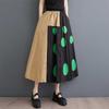 Spring and Autumn Women's Printed Loose Splicing Skirt