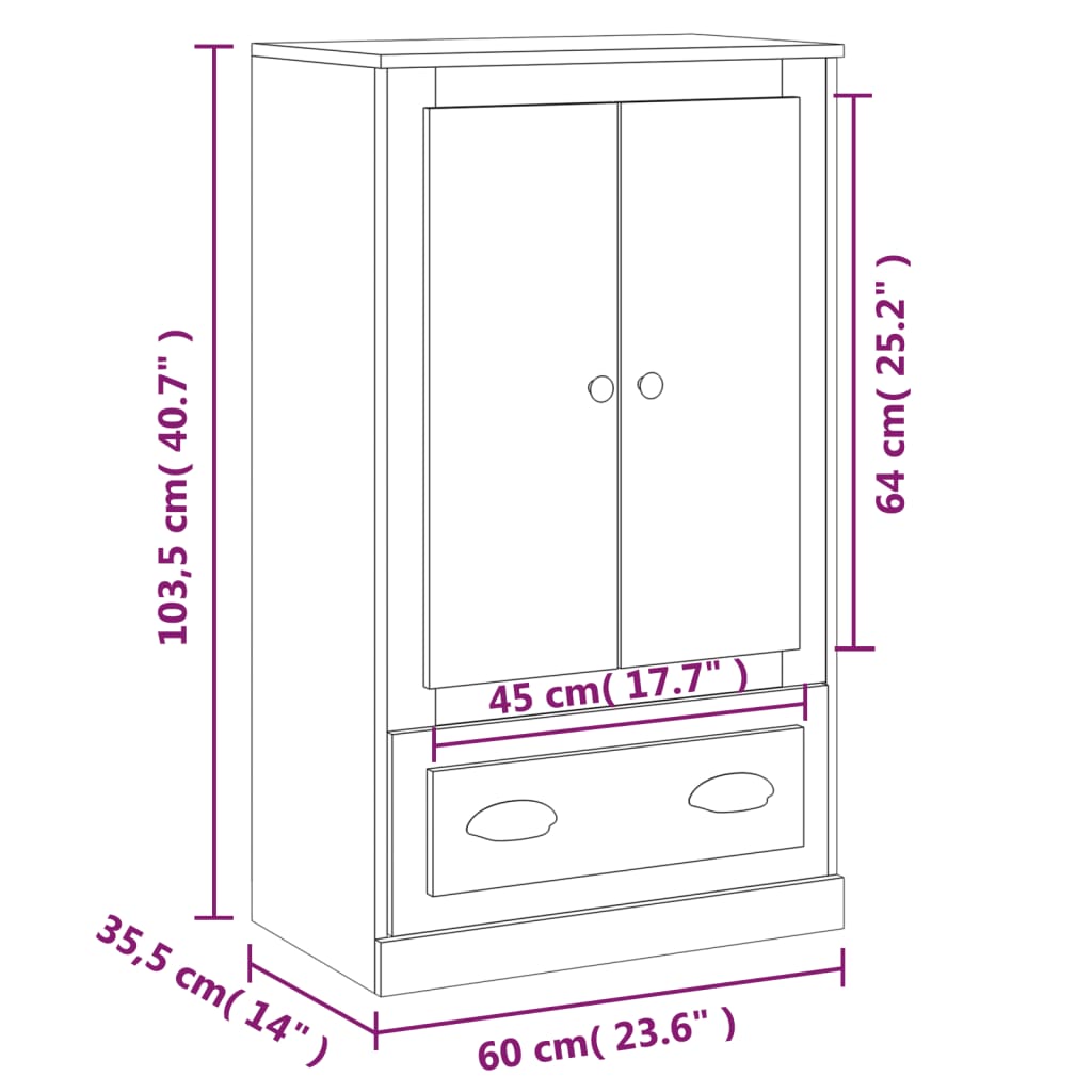 Highboard Sonoma Oak 60 x 35.5 x 103.5 cm Particleboard