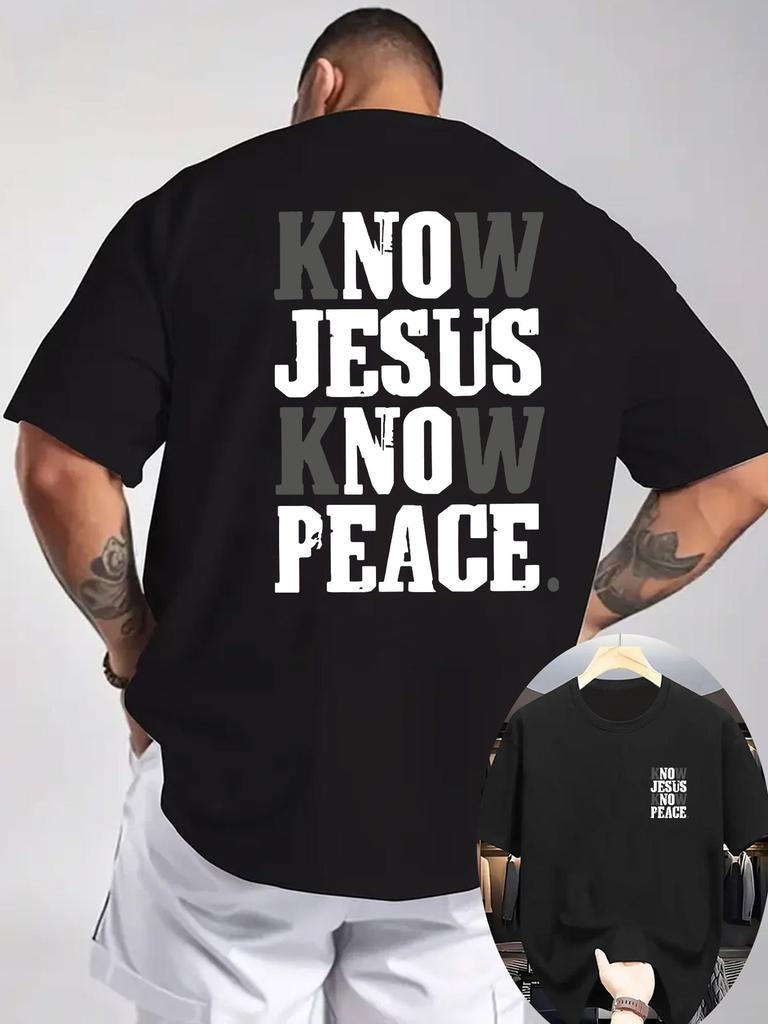 T-shirt con Slogan Stampato sul Retro "Conosci Gesù Conosci la Pace" Per Unisex Realizzata al 100% in Cotone Perfetta per lo Stile Streetwear Estivo