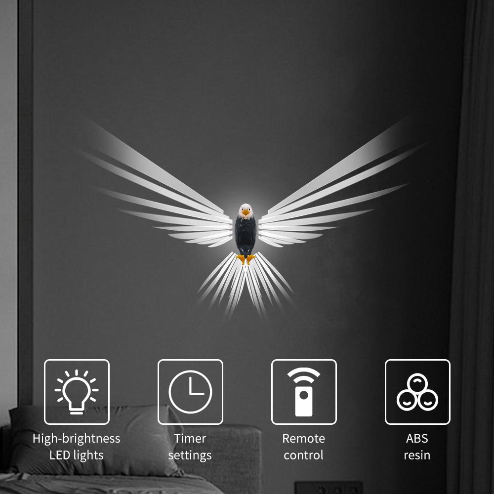 

Bald Eagle Projector Lamp Remote Control LED Night Light with Timer Bedroom Decor A